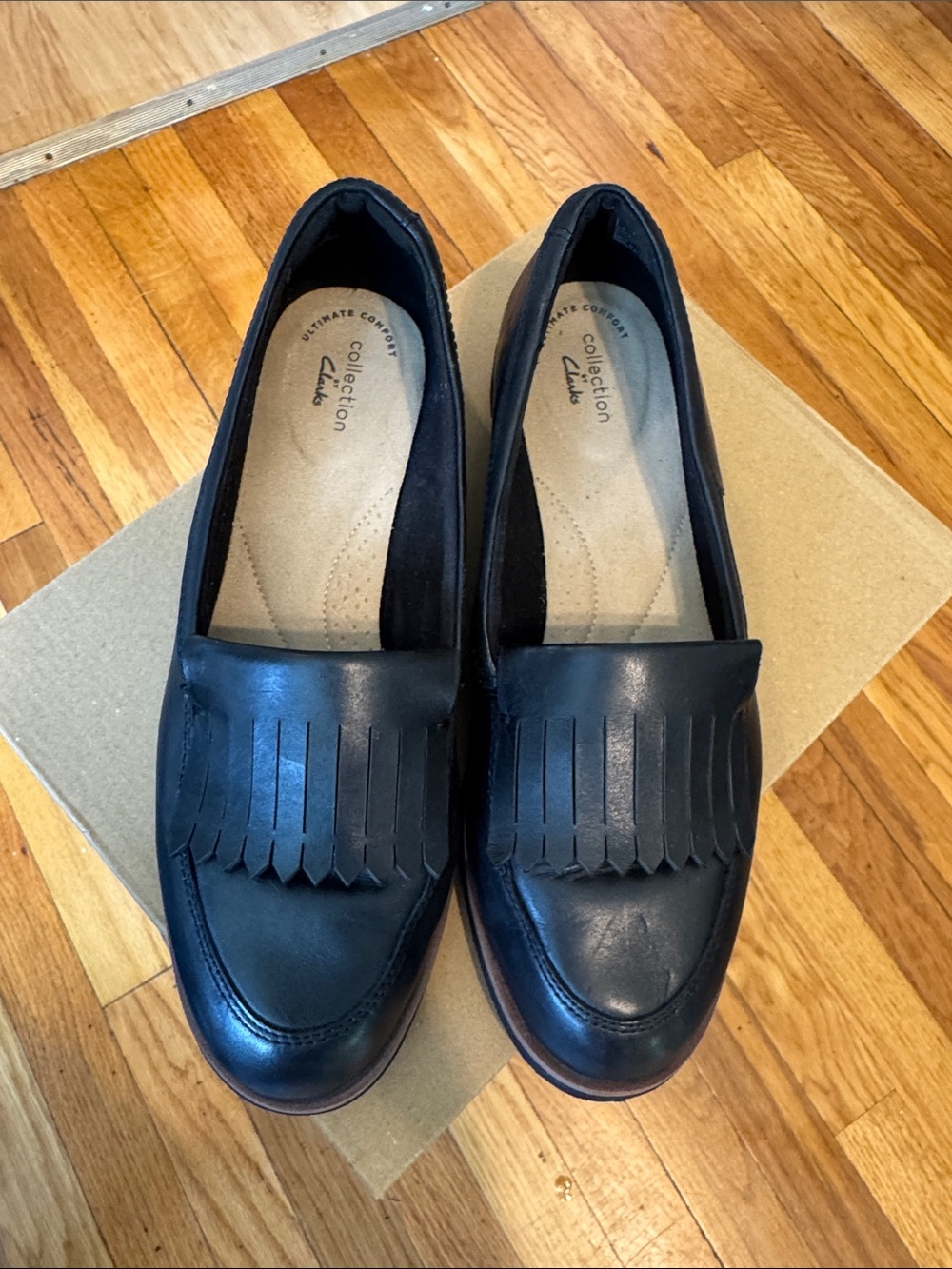 Black Fringe Leather Loafers - Women